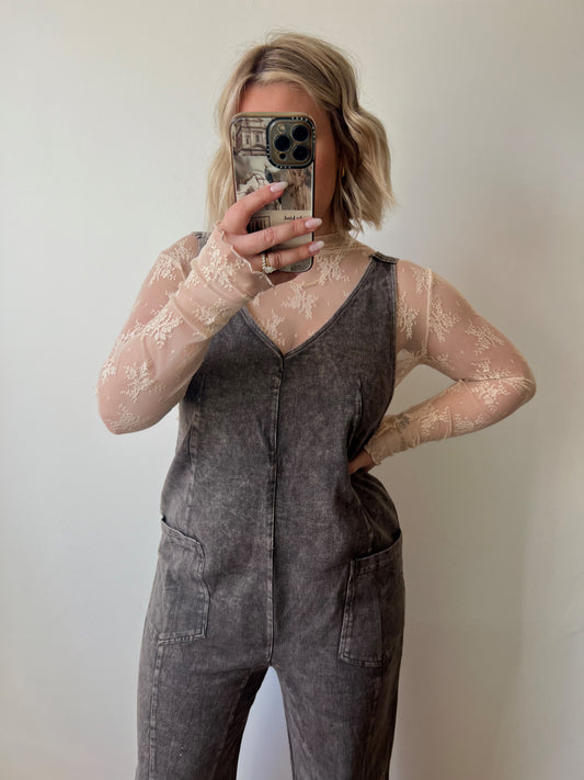 SIA ACID DENIM OVERALL JUMPSUIT